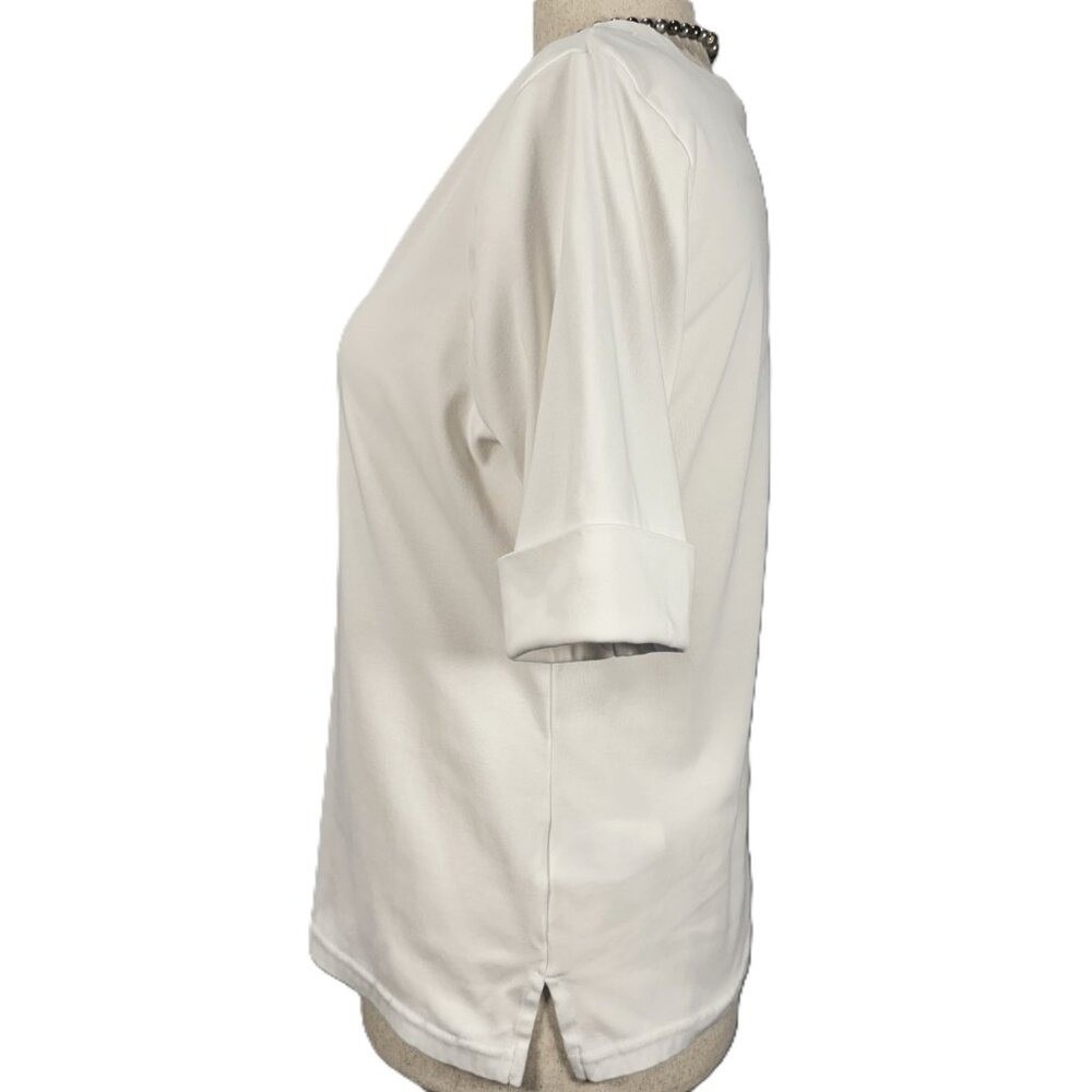 Lauren Ralph Lauren Boat Neck Rolled Sleeve Cream Top L Nautical Coastal Capsule - Picture 2 of 6